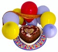 Birthday decorative cake and balloons