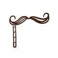 Hand drawn mustache. Birthday clipart in doodle style.