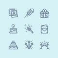 Outline Birthday, event, celebration vector simple icons for web and mobile design pack 2