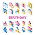 Birthday Event Party Collection Icons Set Vector