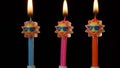 Birthday festive candles in form of sun in sunglasses isolated on black background Royalty Free Stock Photo