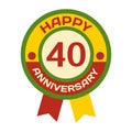 Birthday fortieth badge banner design