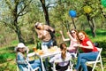 Birthday garden party during summer sunny day - backyard picnic Royalty Free Stock Photo