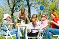 Birthday garden party during summer sunny day - backyard picnic