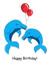 Birthday gift card. Banner Happy Birthday! with dolphin. Royalty Free Stock Photo