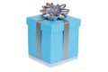 Birthday Gift Christmas Present Blue Box Isolated On White Background