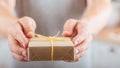 Birthday gift man giving present wrapped paper Royalty Free Stock Photo