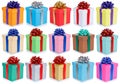 Birthday gifts christmas presents collection background isolated on white Royalty Free Stock Photo