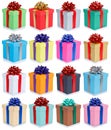 Birthday gifts christmas presents set collection group of isolated on white