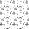 Birthday gifts pattern on transparent background, doodle, christmas