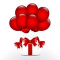 Birthday gifts with red balloons