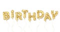 Birthday gold glitter balloon inscription isolated on white. Vector.