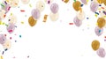 Birthday greeting , Balloons gold and white, Background Card Template Glossy Helium Vector Illustration EPS10 Royalty Free Stock Photo