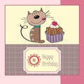 Birthday greeting card with cat