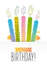 Birthday greeting card with color candles Royalty Free Stock Photo