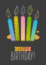 Birthday greeting card with color candles Royalty Free Stock Photo