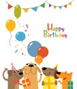 Birthday greeting card with funny cartoon dogs Royalty Free Stock Photo