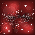 Birthday Greeting Card With Hearts And Floral Pattern