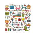 Birthday greeting card template. Holiday background. Postcard for your design.