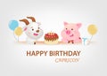 Birthday greeting card on white background.Capricorn`s birthday. Royalty Free Stock Photo