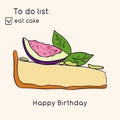 Birthday greeting cards Doodle style illustration. Sweets and pastries. Vector illustration