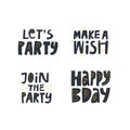 Birthday greeting flat vector decorative typography set