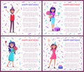 Birthday Greeting Posters Women Celebrating Bday Royalty Free Stock Photo