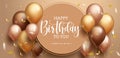 Birthday greeting vector template design. Happy birthday text in elegant circle space. Royalty Free Stock Photo