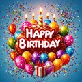 Birthday Greetings with text writing Happy Birthday