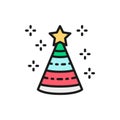 Birthday hat, cone, party decoration flat color line icon. Royalty Free Stock Photo