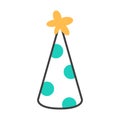 Birthday hat flat line icon with green circles cap Royalty Free Stock Photo