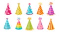 Birthday hat party cap set cartoon caps vector Royalty Free Stock Photo