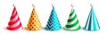 Birthday hat set vector design. Birthday hats element with pattern and dots collection Royalty Free Stock Photo