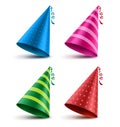 Birthday hat vector set with colorful patterns as elements