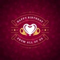 Birthday holiday congratulations festive vintage greeting card typographic template vector