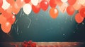 A birthday invitation with balloons, streamers, and a party date Royalty Free Stock Photo