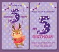 Birthday invitation card with cute animal