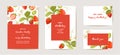 Birthday invitation card, vintage botanical Save the Date strawberry set. Design template of fruits Royalty Free Stock Photo