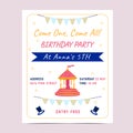 Birthday invitation in circus style pink and carousel. Vector Royalty Free Stock Photo