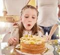 Birthday, kid and cake candles celebration of a girl from Germany at a party in home. Celebrate, happy and candle Royalty Free Stock Photo