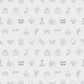 Birthday line icon pattern set