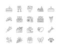 Birthday line icons, signs, vector set, outline illustration concept Royalty Free Stock Photo