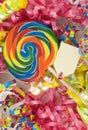 Birthday Lollipop with Blank Tag Royalty Free Stock Photo