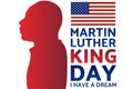 Birthday of Martin Luther King, Jr. MLK Day. Patriotic concept of holiday with silhouette. January 20. Template for Royalty Free Stock Photo