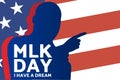 Birthday of Martin Luther King, Jr. MLK Day. Patriotic concept of holiday with silhouette. January 20. Template for