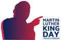 Birthday of Martin Luther King, Jr. MLK Day. Patriotic concept of holiday with silhouette. January 20. Template for