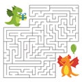 Birthday maze game with funny cartoon dragons.