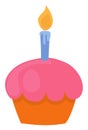Birthday muffin, illustration, vector