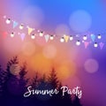 Birthday outdoor summer party or Brazilian june party, Festa junina, invitation. Vector illustration with string of Royalty Free Stock Photo