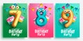 Birthday party balloons vector poster set design. Birthday number balloons for invitation card lay out Royalty Free Stock Photo